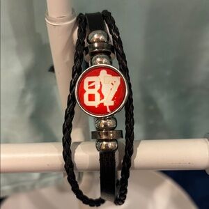 Black Braided Bracelet with Red‎ 87 Emblem